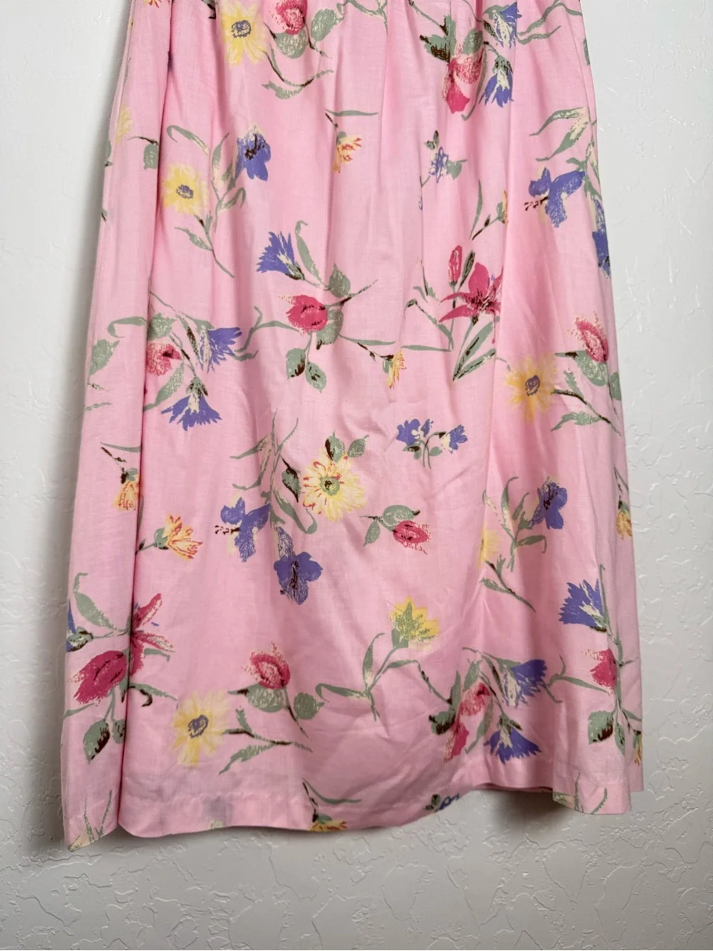Fred Thomas Vintage Watercolor Floral Pink Midi Skirt